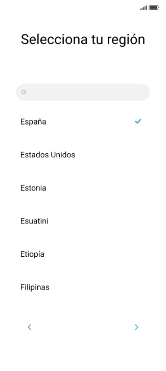 Pulsa el país o el área deseados.