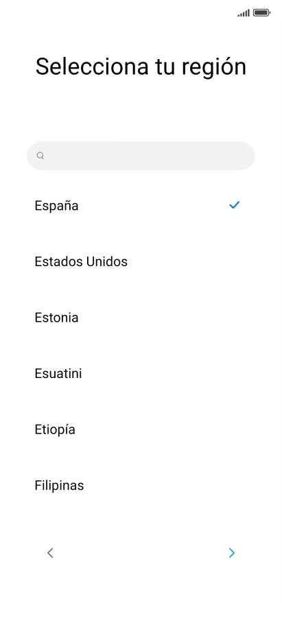 Pulsa el país o el área deseados.