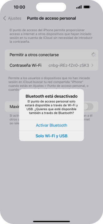 Si la función de wifi está activada, pulsa Solo Wi-Fi y USB.