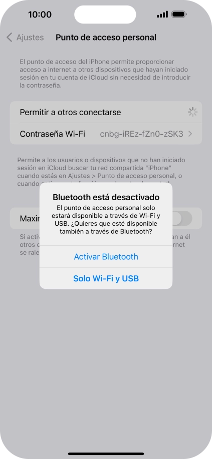 Si la función de wifi está activada, pulsa Solo Wi-Fi y USB.
