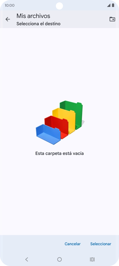 Si deseas crear una nueva carpeta, pulsa el icono de nueva carpeta y sigue las indicaciones de la pantalla para crearla.