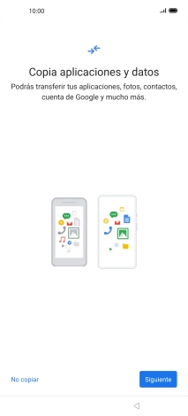 Puedes transferir el contenido de otro teléfono cuando activas tu teléfono por primera vez y cuando lo has restablecido. Cuando aparezca en la pantalla del teléfono esta imagen, ya está listo para la transmisión del contenido del otro teléfono.