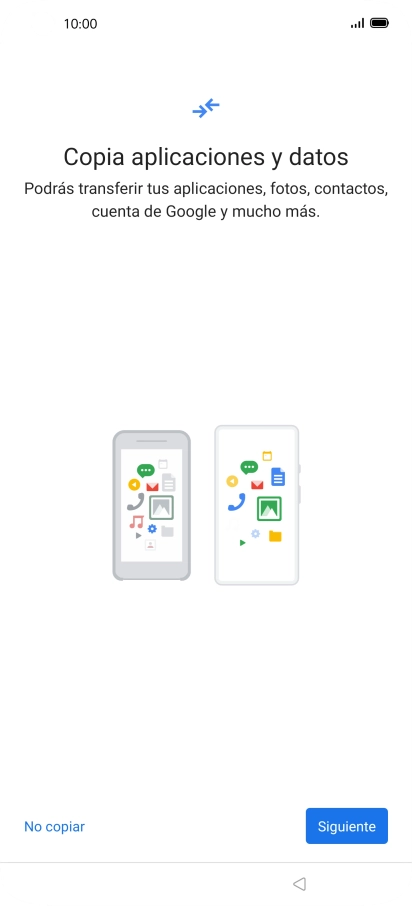 Puedes transferir el contenido de otro teléfono cuando activas tu teléfono por primera vez y cuando lo has restablecido. Cuando aparezca en la pantalla del teléfono esta imagen, ya está listo para la transmisión del contenido del otro teléfono.