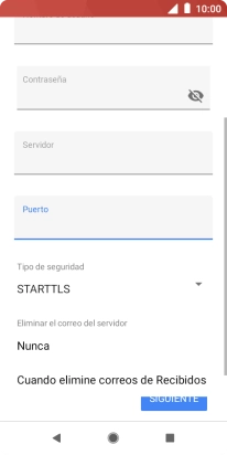 Pulsa Nunca para conservar los correos electrónicos en el servidor cuando los borras del teléfono.