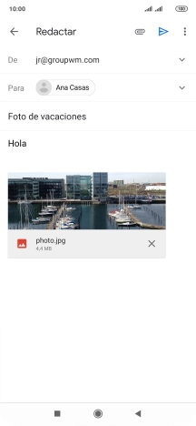 Pulsa el icono de envío cuando termines de escribir el correo electrónico.
