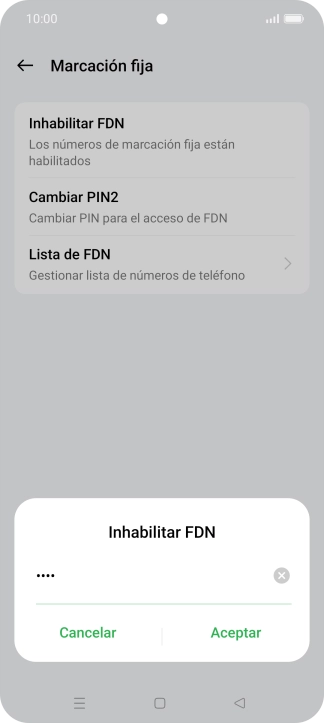 Introduce el código PIN2 y pulsa Aceptar.
