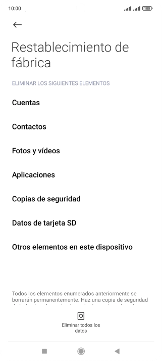 Pulsa Eliminar todos los datos.