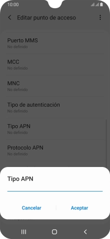 Introduce default y pulsa Aceptar.