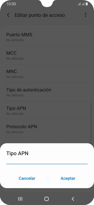 Introduce default y pulsa Aceptar.