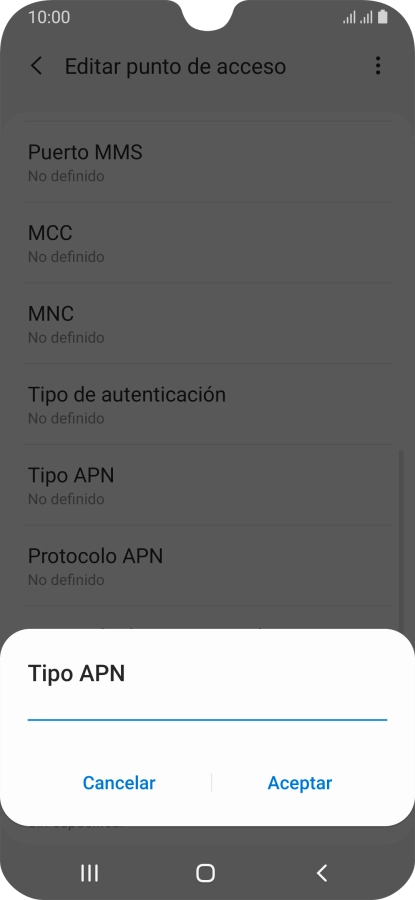 Introduce default y pulsa Aceptar.