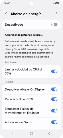 Pulsa el indicador junto a los ajustes deseados para activarlos o desactivarlos.