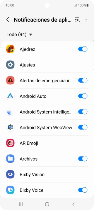 Pulsa el indicador junto a las apps deseadas para activar o desactivar la función.