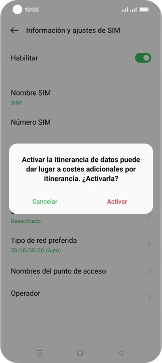 Si activas la función, pulsa Activar.