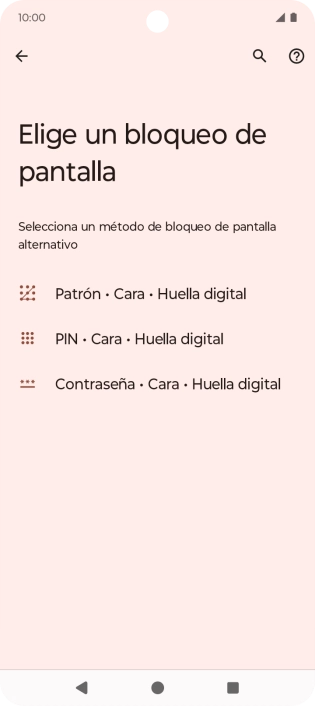 Pulsa el código de seguridad deseado y sigue las indicaciones de la pantalla para crear un código de seguridad del teléfono adicional.