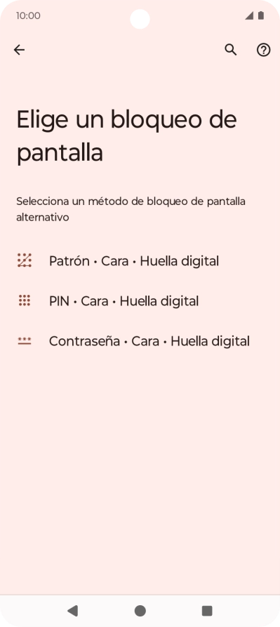 Pulsa el código de seguridad deseado y sigue las indicaciones de la pantalla para crear un código de seguridad del teléfono adicional.