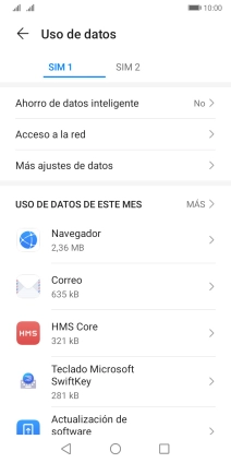 El consumo de datos por cada aplicación aparece bajo el nombre de la aplicación.