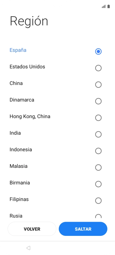 Pulsa la región deseada.