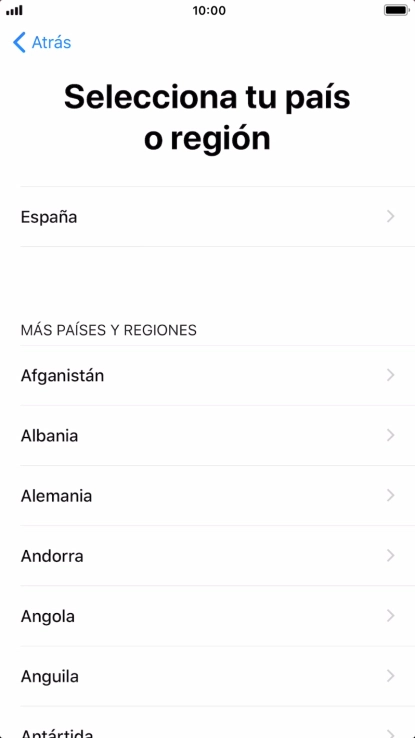 Pulsa el país o el área deseados.