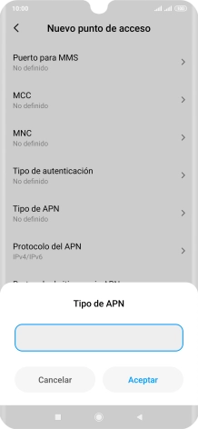 Introduce default y pulsa Aceptar.