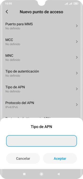 Introduce default y pulsa Aceptar.