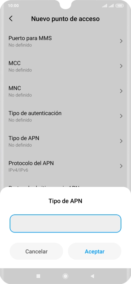 Introduce default y pulsa Aceptar.