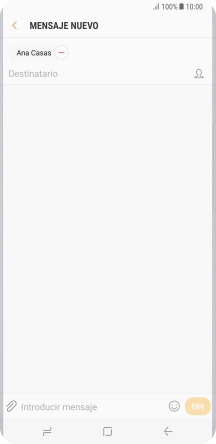 Pulsa en el campo de escritura  y escribe el texto del mensaje corto.