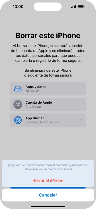 Pulsa Borrar el iPhone.