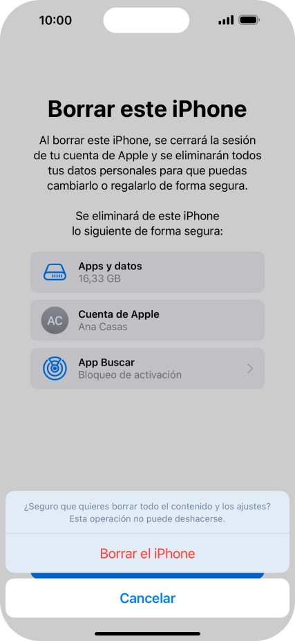 Pulsa Borrar el iPhone.