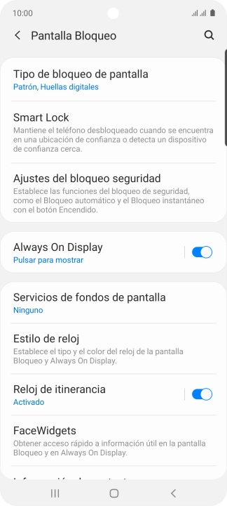 Pulsa Tipo de bloqueo de pantalla e introduce el código de seguridad actual.