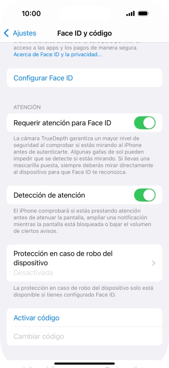 Pulsa Configurar Face ID.