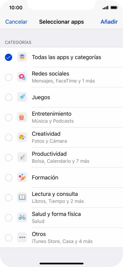 Pulsa las categorías deseadas.
