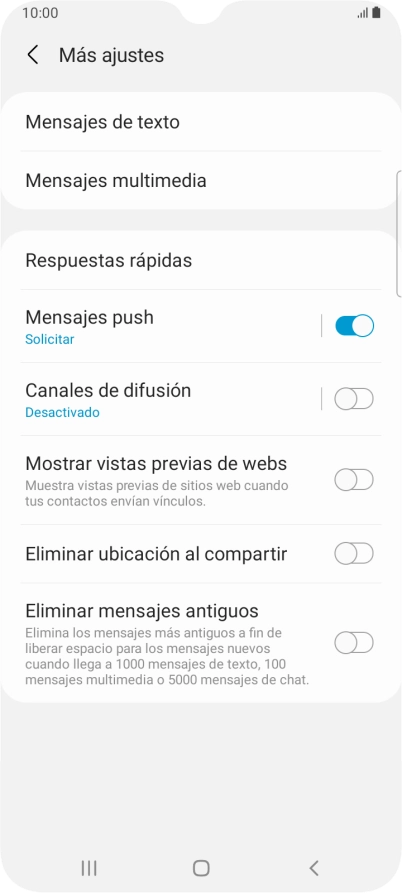 Pulsa Mensajes de texto.