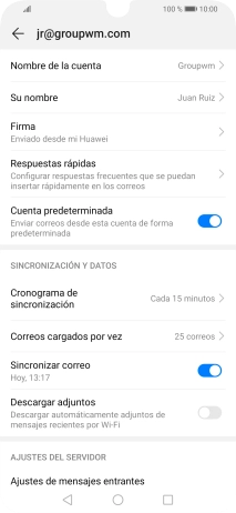 Pulsa Nombre de la cuenta e introduce el nombre de la cuenta de correo electrónico.