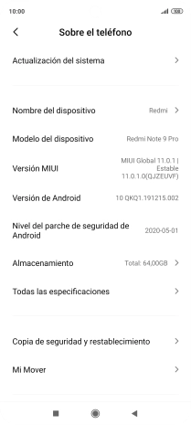 Pulsa Actualización del sistema. Si hay una versión de software nueva disponible, aparecerá ahora en la pantalla. Sigue las indicaciones de la pantalla para actualizar el software del teléfono.
