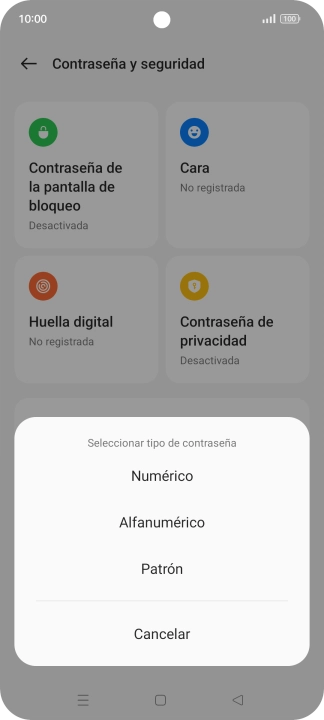 Pulsa el código de seguridad deseado y sigue las indicaciones de la pantalla para crear un código de seguridad del teléfono adicional.