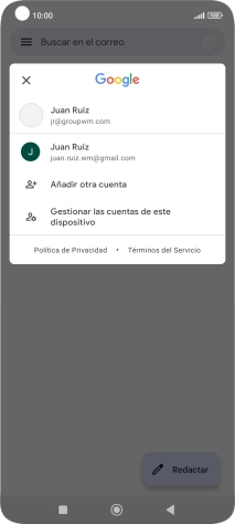 Pulsa la cuenta de correo electrónico deseada.