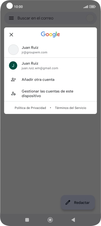 Pulsa la cuenta de correo electrónico deseada.