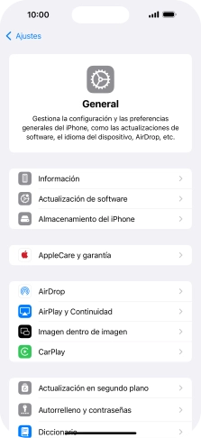 Pulsa Actualización de software. Si hay una versión de software nueva disponible, aparecerá ahora en la pantalla. Sigue las indicaciones de la pantalla para actualizar el software del teléfono.