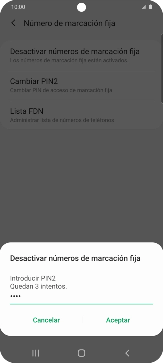 Introduce el código PIN2 y pulsa Aceptar.