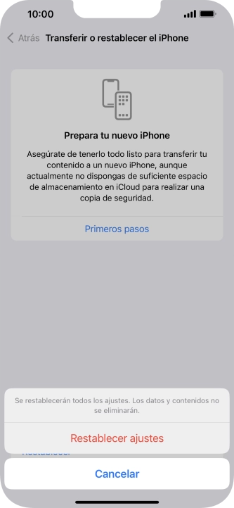 Pulsa Restablecer ajustes.