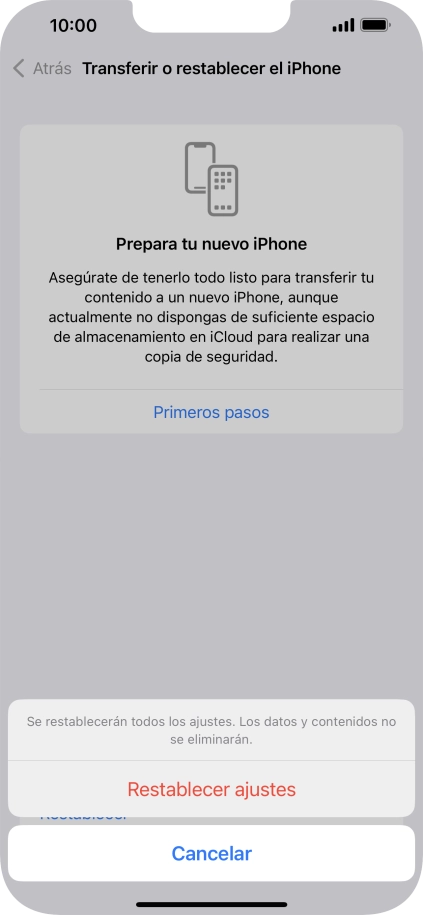 Pulsa Restablecer ajustes.