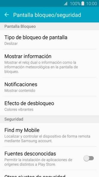 Pulsa Tipo de bloqueo de pantalla.