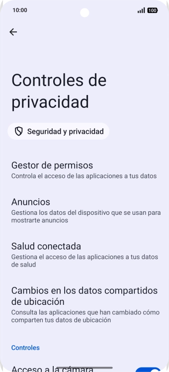 Pulsa Gestor de permisos.