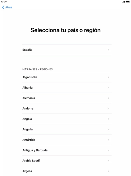 Pulsa el país o el área deseados.