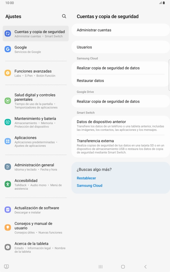 Pulsa Administrar cuentas.