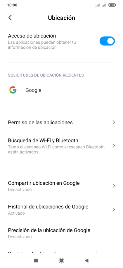 Pulsa Permiso de las aplicaciones.