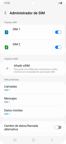 Pulsa la tarjeta SIM deseada.