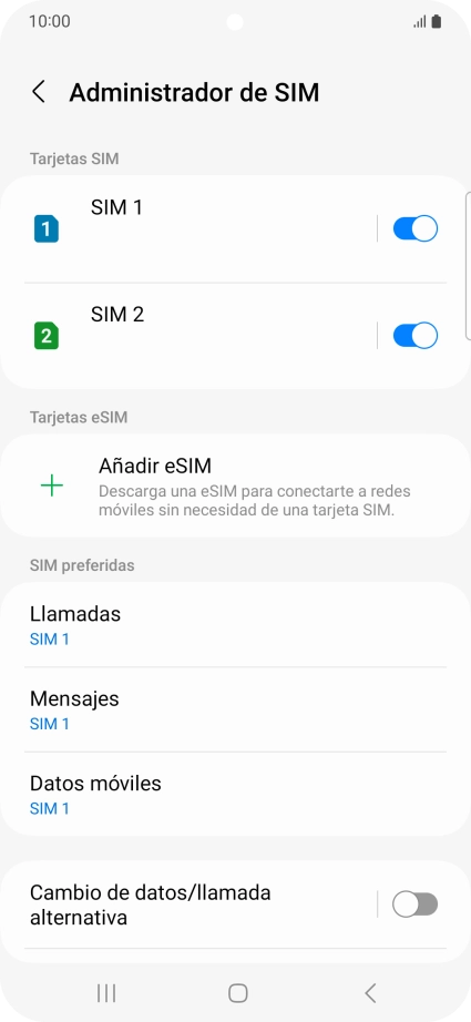 Pulsa la tarjeta SIM deseada.