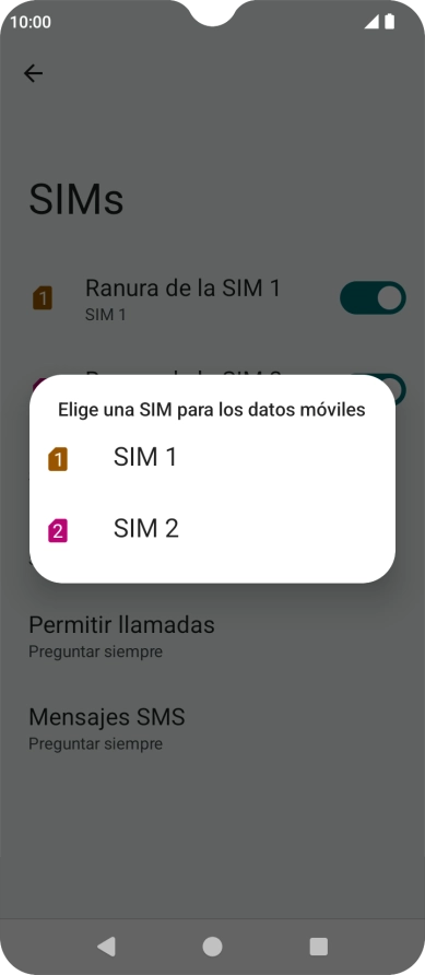 Pulsa la tarjeta SIM deseada.