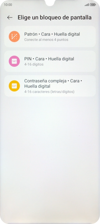 Pulsa el código de seguridad deseado y sigue las indicaciones de la pantalla para crear un código de seguridad del teléfono adicional.